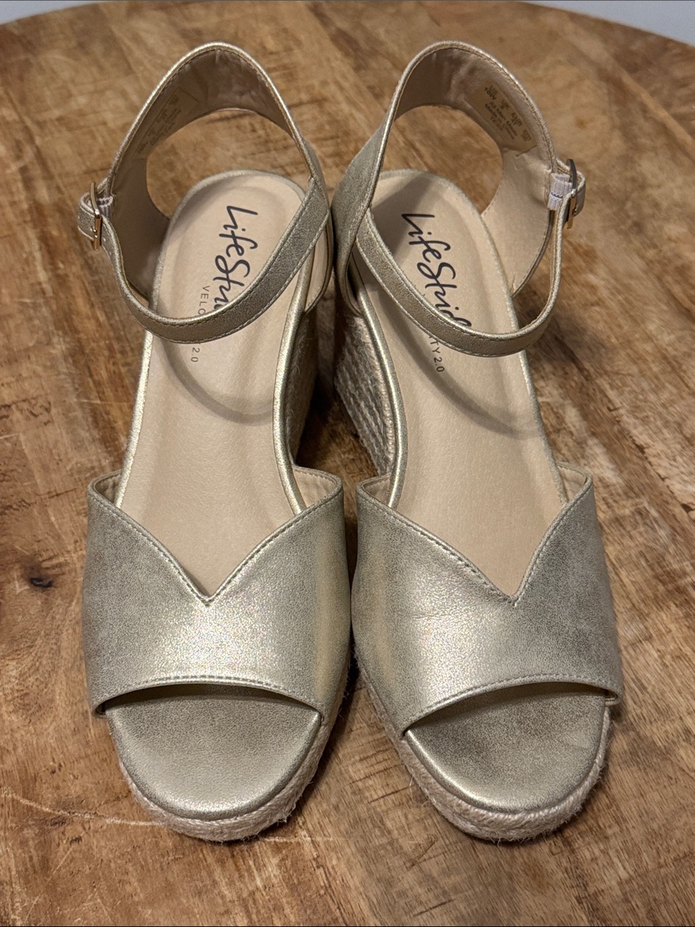 LifeStride  velocity 2.0 Taupe Espadrille Wedge Sandals  Size 10W - Picture 5 of 5